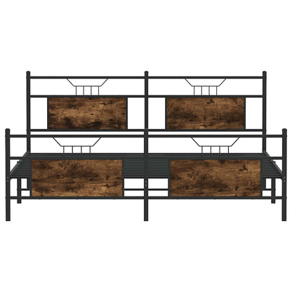 Metal Bed Frame without Mattress Smoked Oak 160x200 cm