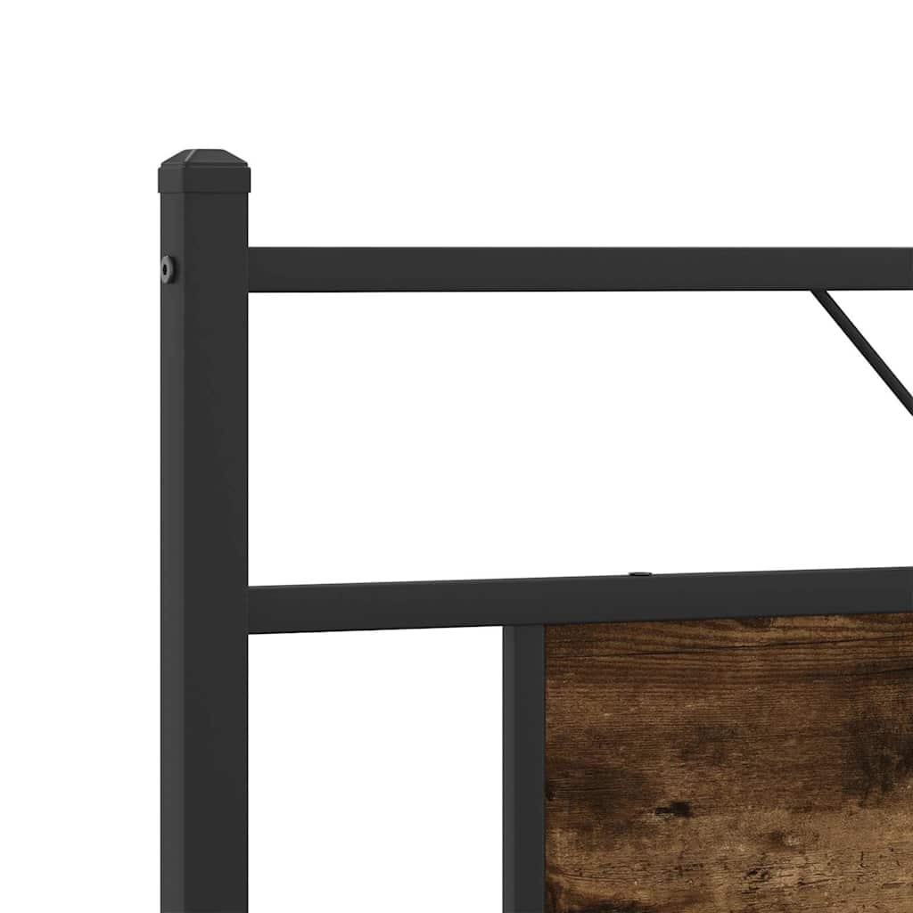 Metal Bed Frame without Mattress Smoked Oak 160x200 cm