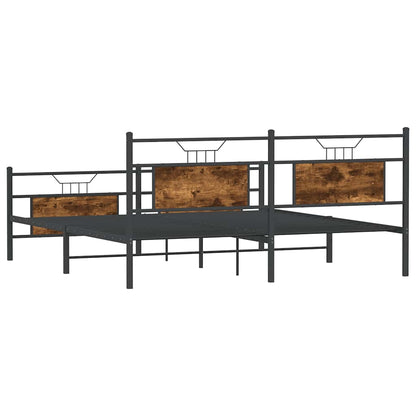 Metal Bed Frame without Mattress Smoked Oak 183x213 cm