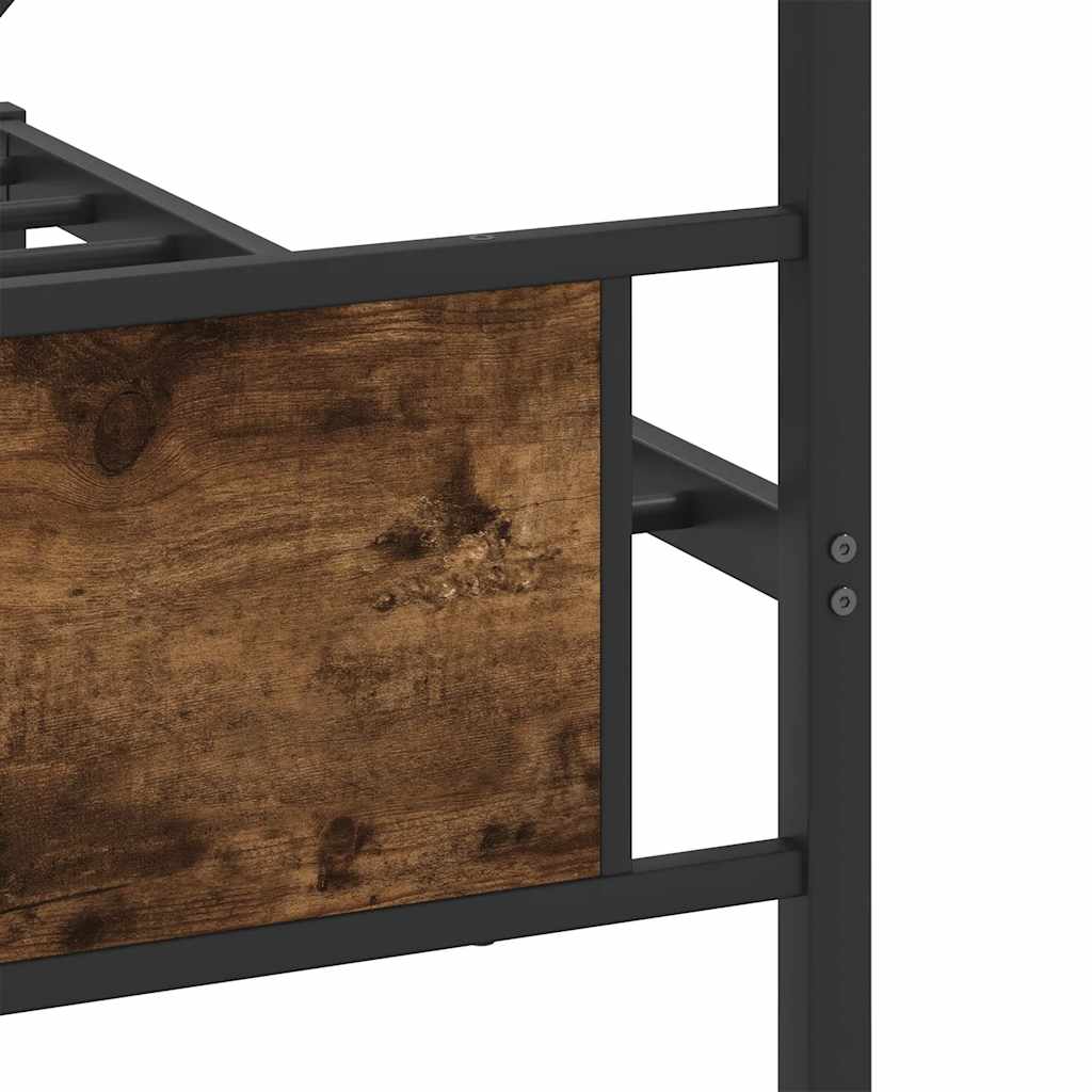 Metal Bed Frame without Mattress Smoked Oak 193x203 cm