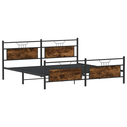 Metal Bed Frame without Mattress Smoked Oak 200x200 cm
