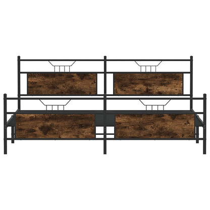 Metal Bed Frame without Mattress Smoked Oak 200x200 cm