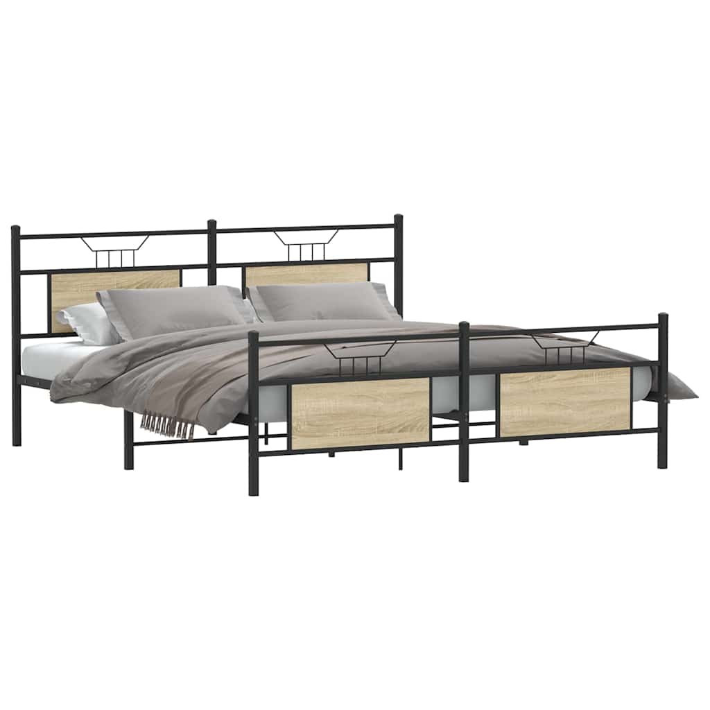 Metal Bed Frame without Mattress Sonoma Oak 183x213 cm