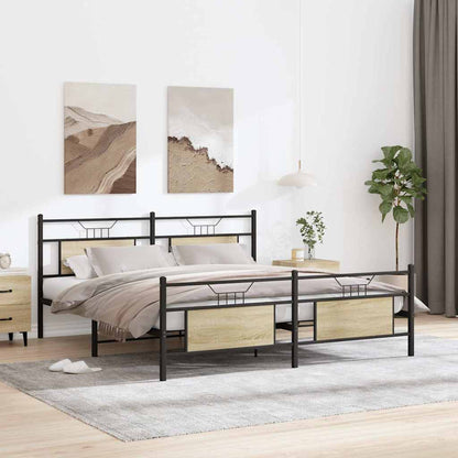 Metal Bed Frame without Mattress Sonoma Oak 183x213 cm