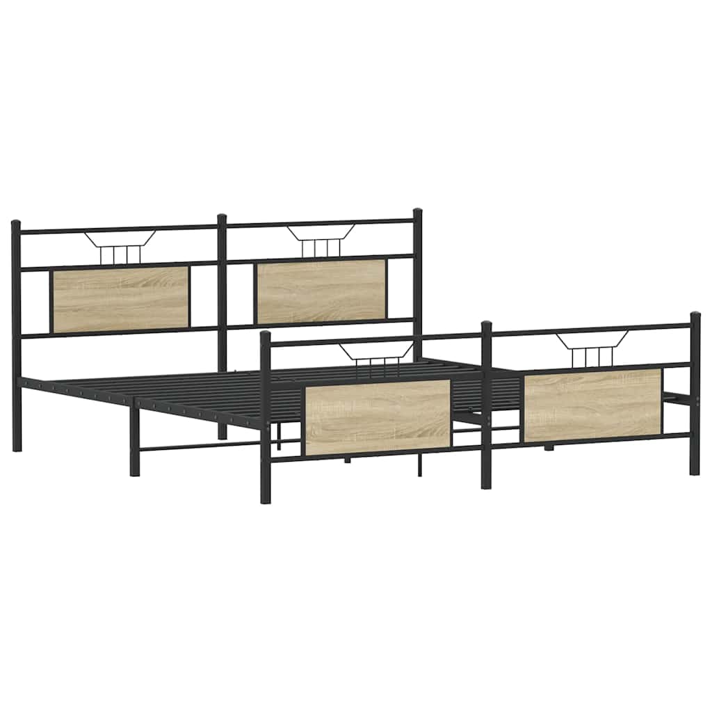 Metal Bed Frame without Mattress Sonoma Oak 183x213 cm