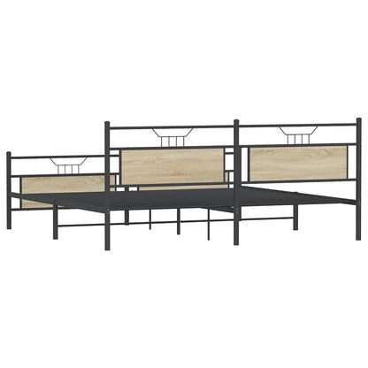 Metal Bed Frame without Mattress Sonoma Oak 200x200 cm