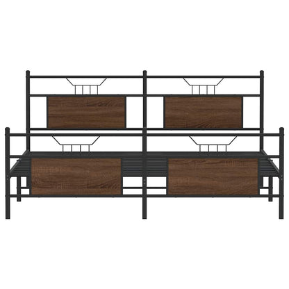 Metal Bed Frame without Mattress Brown Oak 183x213 cm