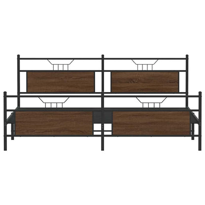 Metal Bed Frame without Mattress Brown Oak 200x200 cm