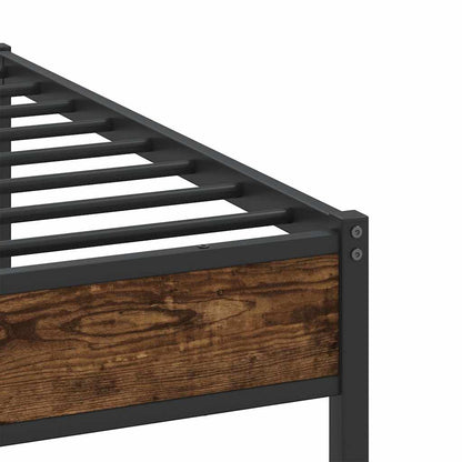 Metal Bed Frame without Mattress Smoked Oak 193x201 cm