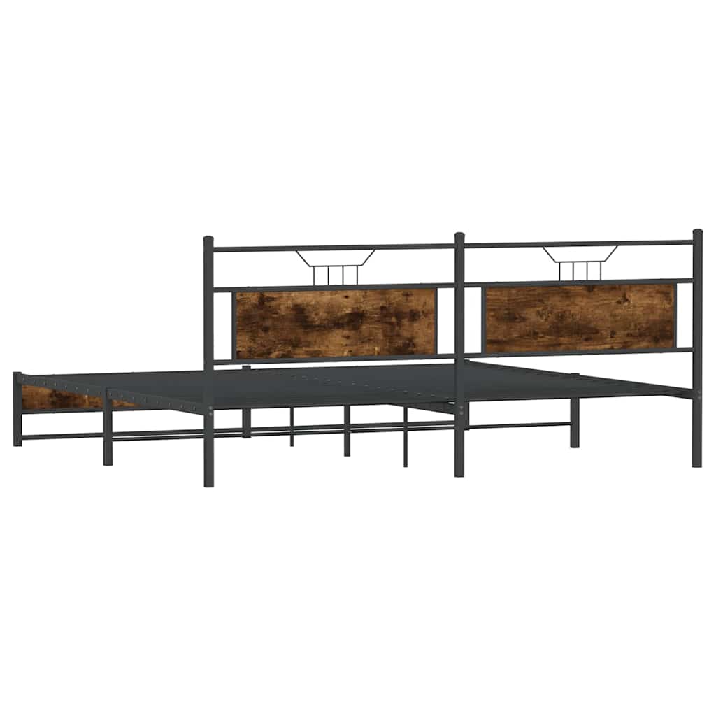 Metal Bed Frame without Mattress Smoked Oak 200x200 cm