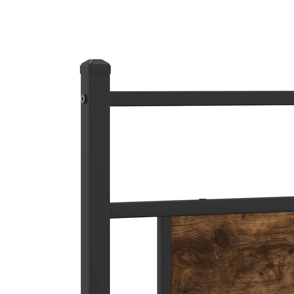 Metal Bed Frame without Mattress Smoked Oak 200x200 cm
