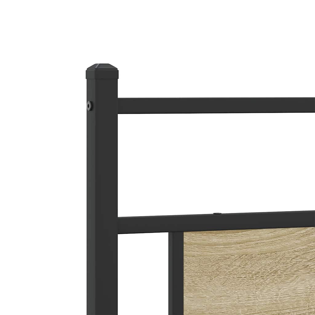 Metal Bed Frame without Mattress Sonoma Oak 193x201 cm