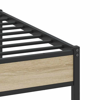 Metal Bed Frame without Mattress Sonoma Oak 193x201 cm