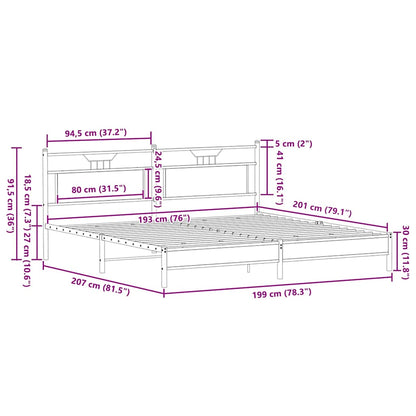 Metal Bed Frame without Mattress Sonoma Oak 193x201 cm