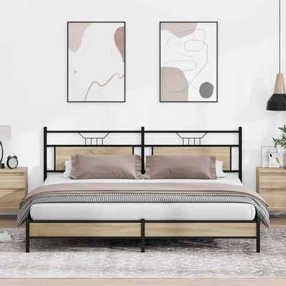 Metal Bed Frame without Mattress Sonoma Oak 193x201 cm