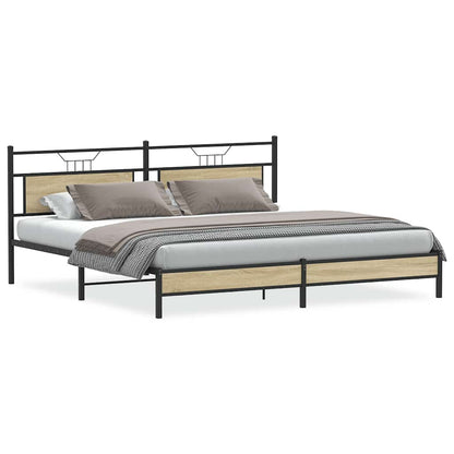 Metal Bed Frame without Mattress Sonoma Oak 200x200 cm