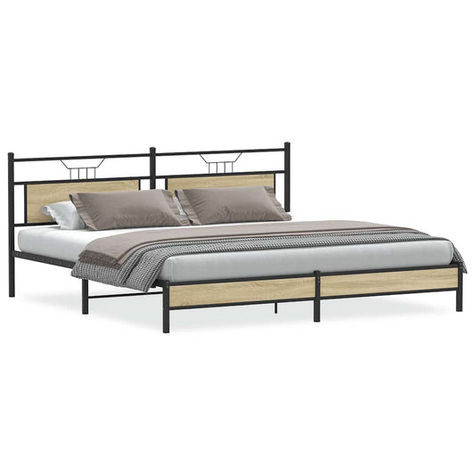 Metal Bed Frame without Mattress Sonoma Oak 200x200 cm
