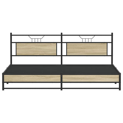 Metal Bed Frame without Mattress Sonoma Oak 200x200 cm