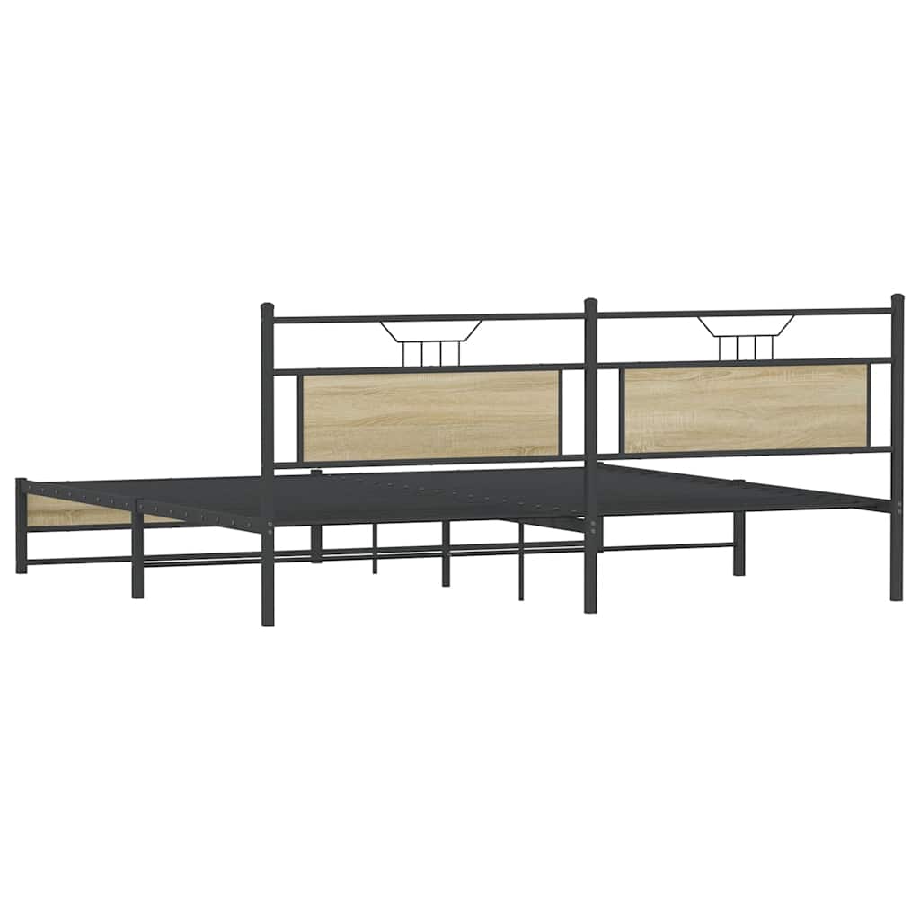 Metal Bed Frame without Mattress Sonoma Oak 200x200 cm
