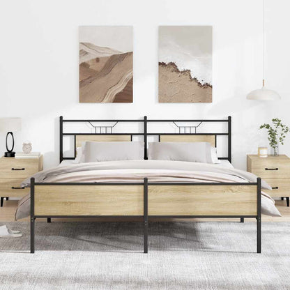 Metal Bed Frame without Mattress Sonoma Oak 160x200 cm