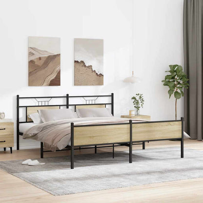 Metal Bed Frame without Mattress Sonoma Oak 180x200 cm Super King