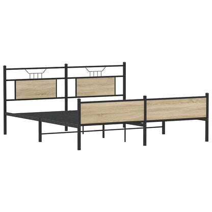 Metal Bed Frame without Mattress Sonoma Oak 180x200 cm Super King