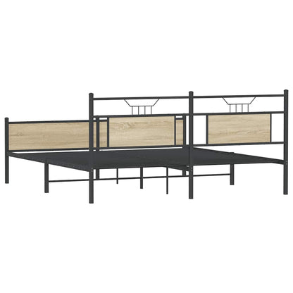 Metal Bed Frame without Mattress Sonoma Oak 180x200 cm Super King