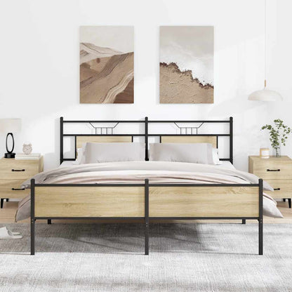 Metal Bed Frame without Mattress Sonoma Oak 180x200 cm Super King