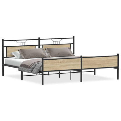 Metal Bed Frame without Mattress Sonoma Oak 200x200 cm
