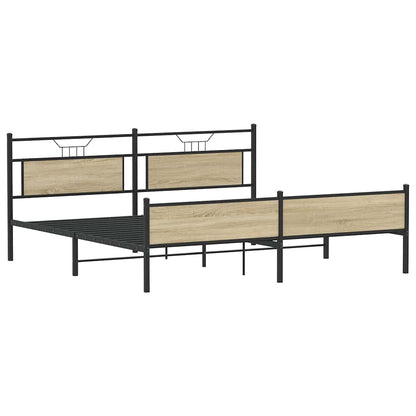 Metal Bed Frame without Mattress Sonoma Oak 200x200 cm