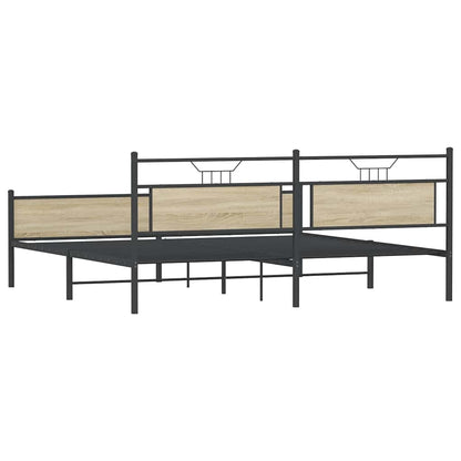Metal Bed Frame without Mattress Sonoma Oak 200x200 cm