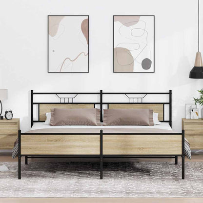Metal Bed Frame without Mattress Sonoma Oak 200x200 cm