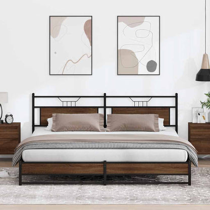 Metal Bed Frame without Mattress Brown Oak 193x201 cm