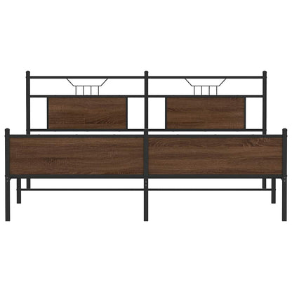 Metal Bed Frame without Mattress Brown Oak 180x200 cm Super King