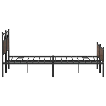 Metal Bed Frame without Mattress Brown Oak 180x200 cm Super King