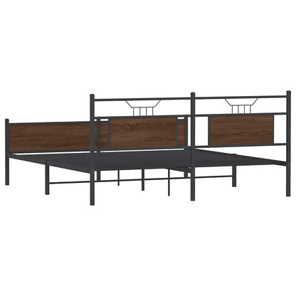 Metal Bed Frame without Mattress Brown Oak 180x200 cm Super King