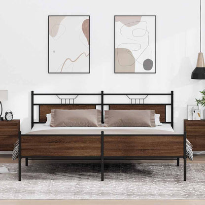 Metal Bed Frame without Mattress Brown Oak 200x200 cm