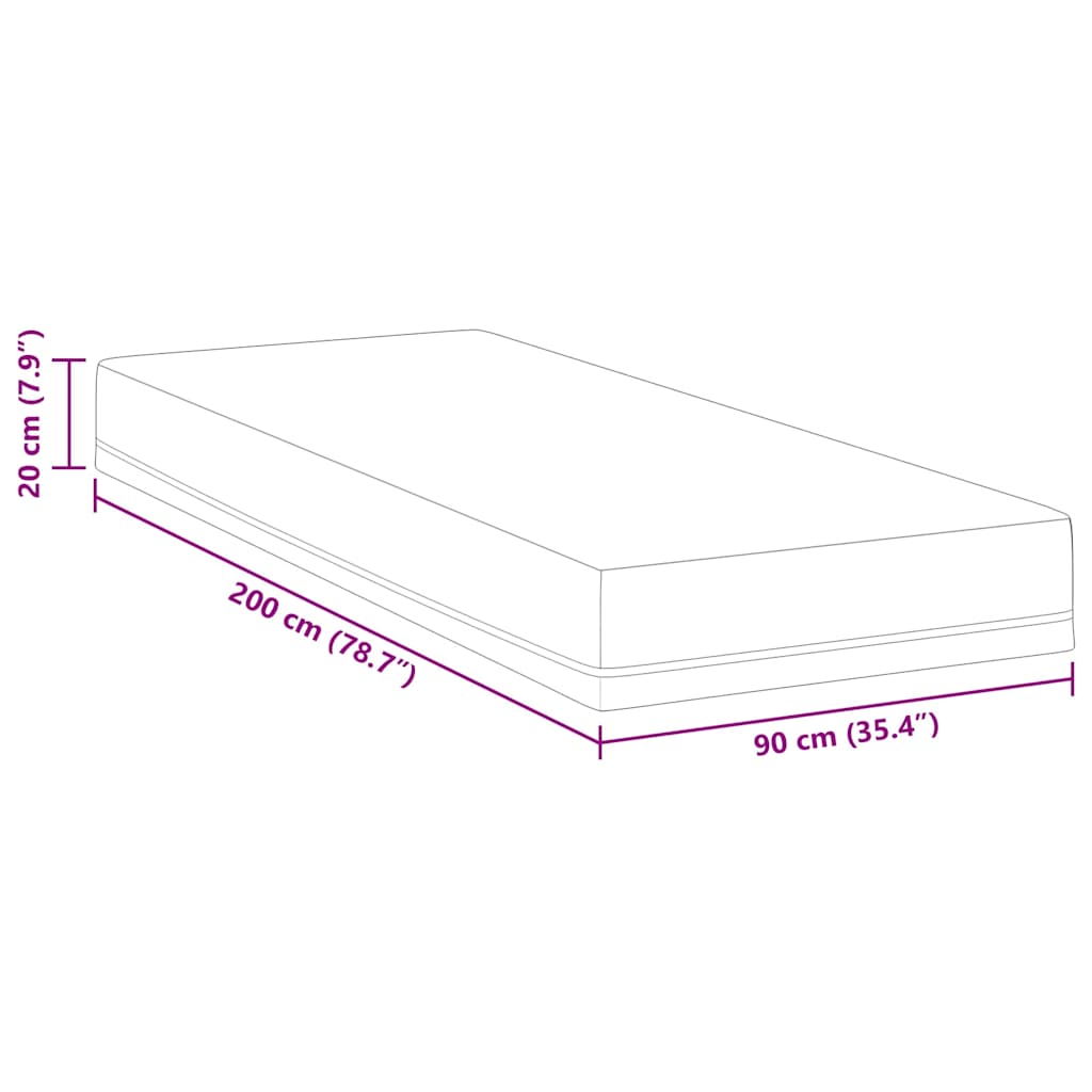 Mattress White and Blue 90 x 200 cm Gel-Infused Foam