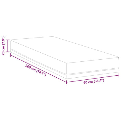 Mattress White and Blue 90 x 200 cm Gel-Infused Foam