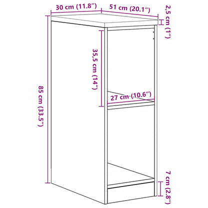 Garage Storage Cabinet Artisan Oak 30x51x85 cm Solid Wood Pine