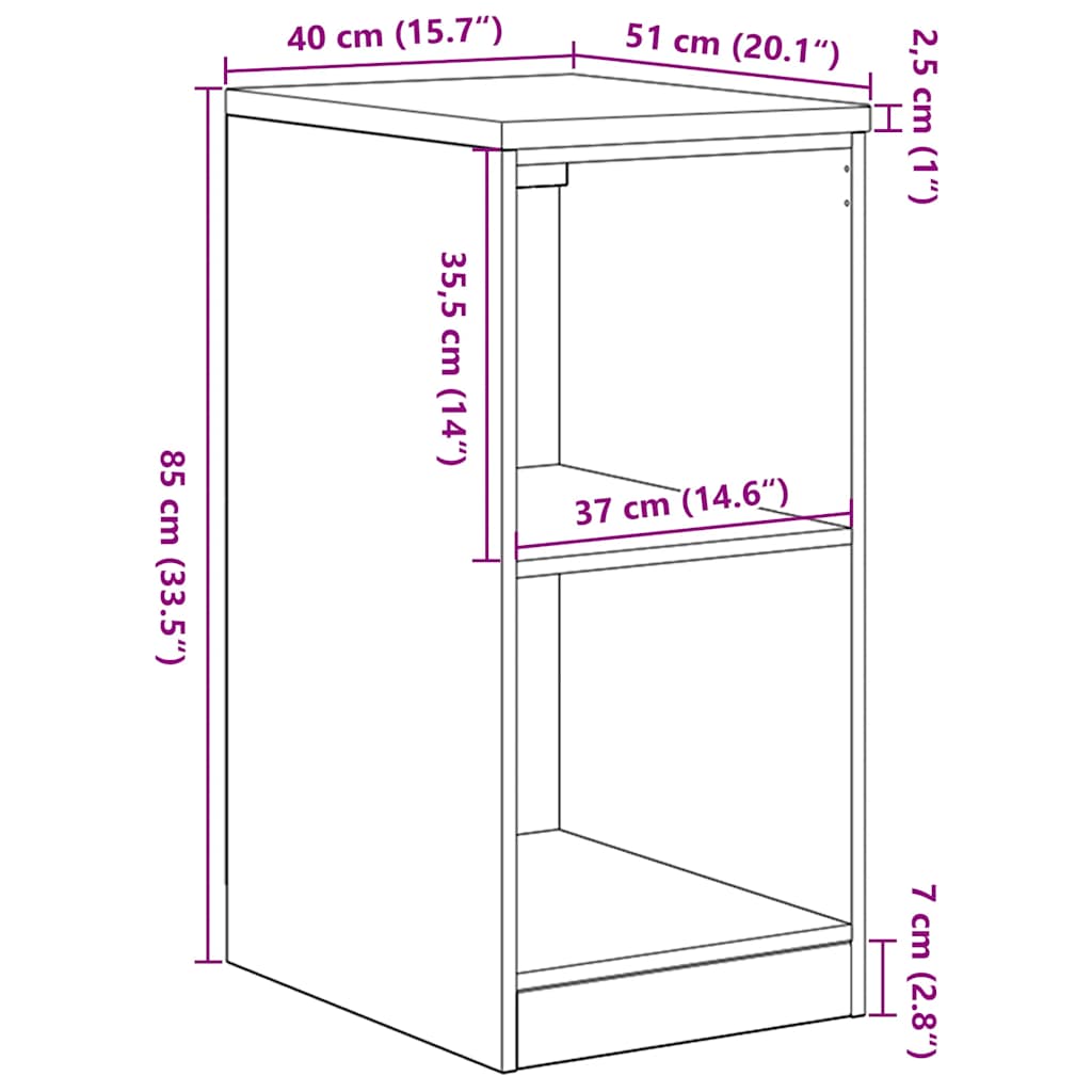 Garage Storage Cabinet Smoked Oak 40x51x85 cm Solid Wood Pine