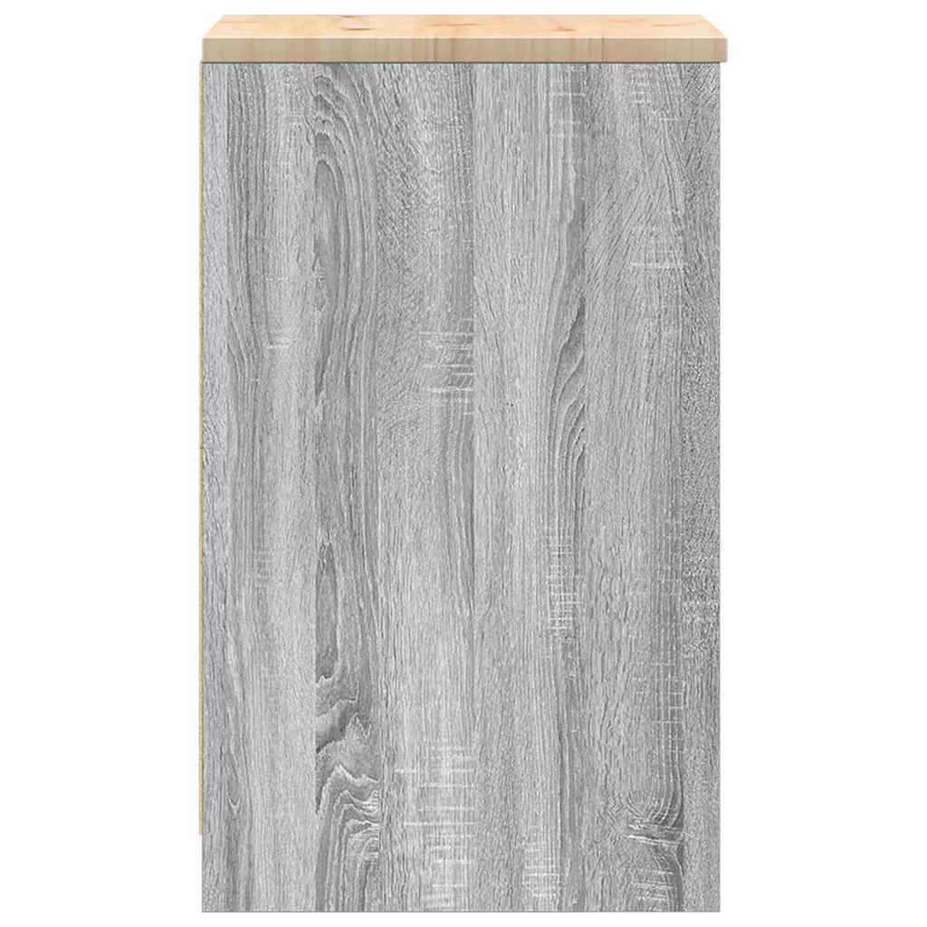 Garage Storage Cabinet Grey Sonoma 40x51x85 cm Solid Wood Pine