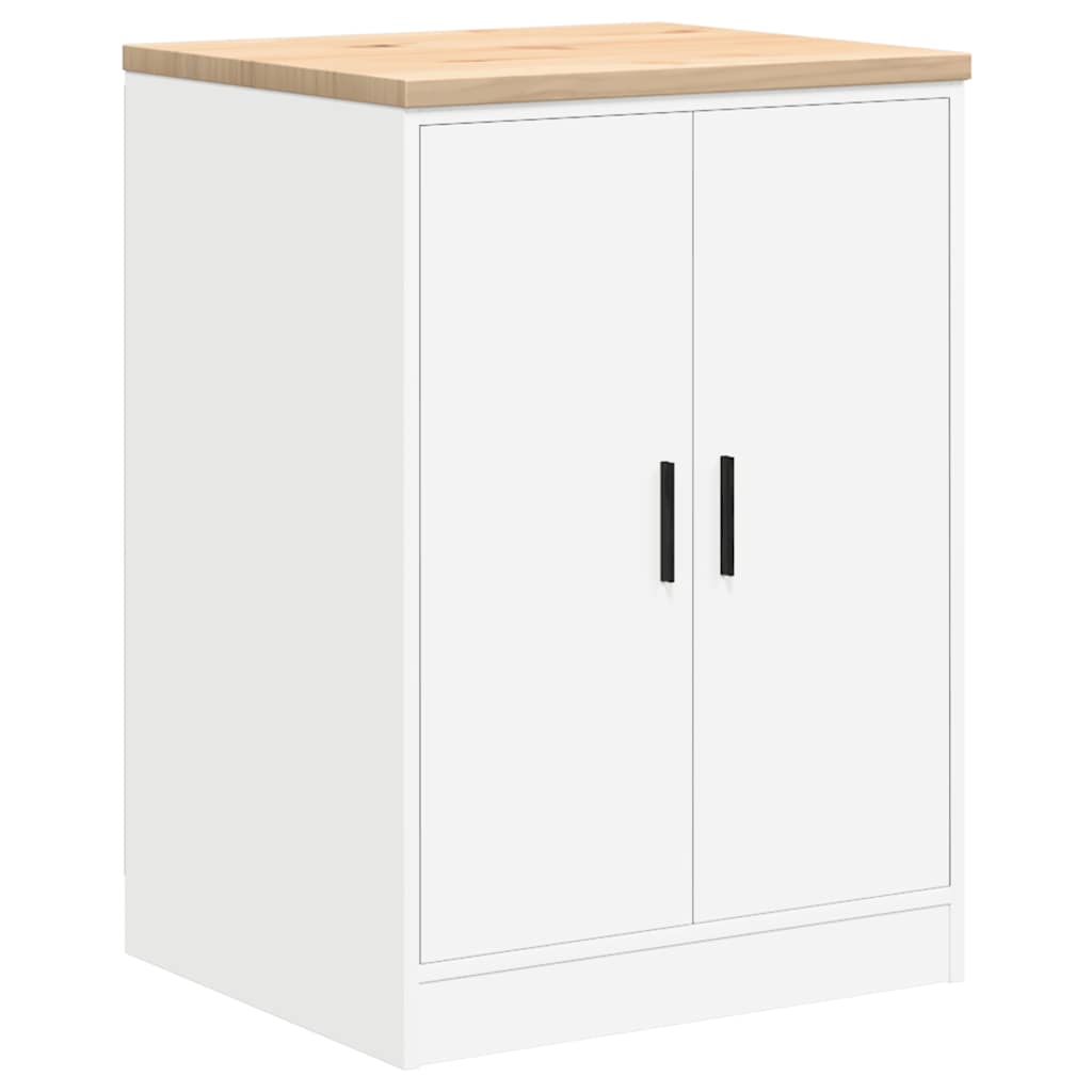Garage Storage Cabinet White 60x51x85 cm Solid Wood Pine