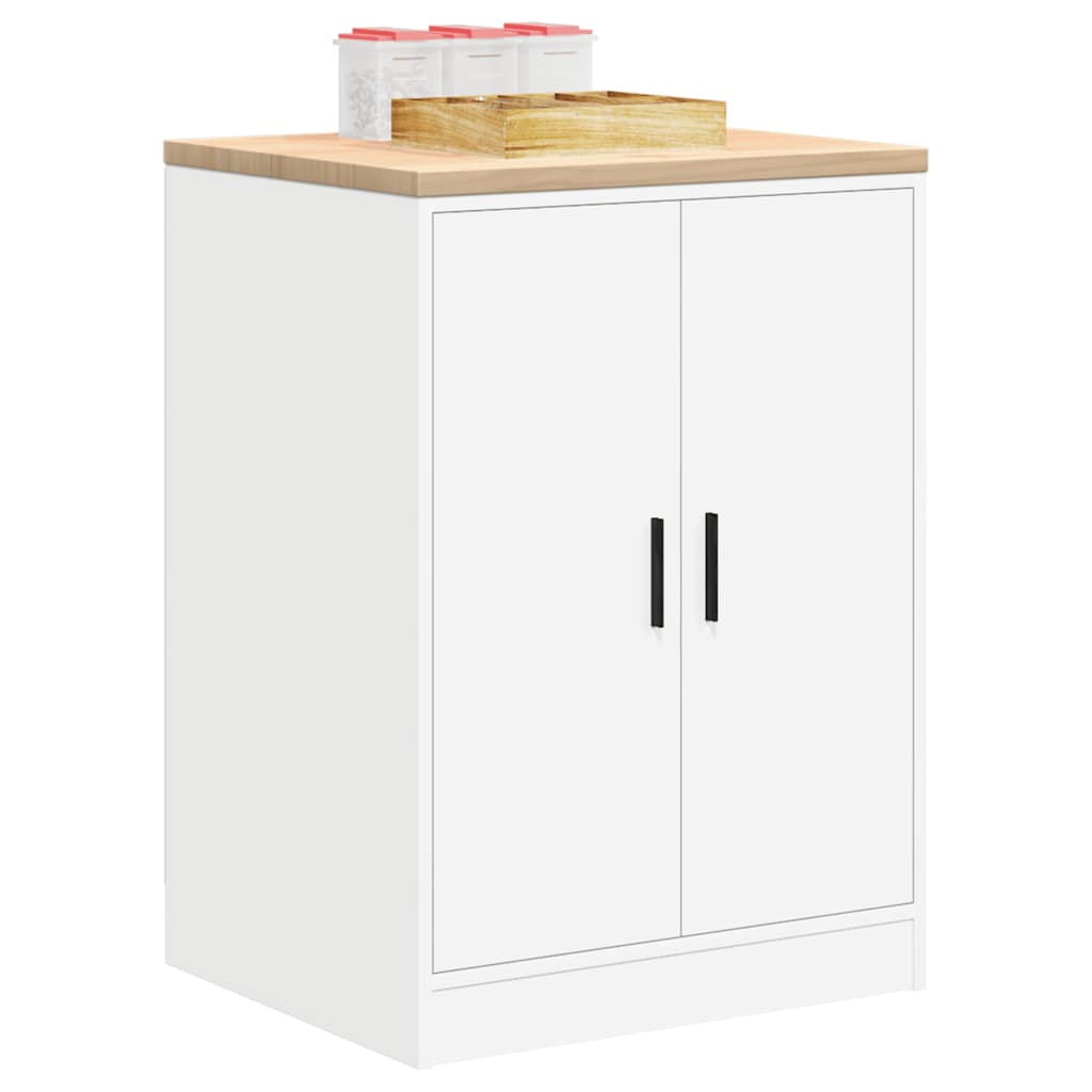 Garage Storage Cabinet White 60x51x85 cm Solid Wood Pine