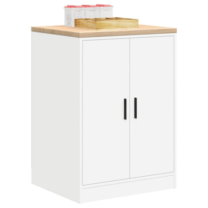 Garage Storage Cabinet White 60x51x85 cm Solid Wood Pine