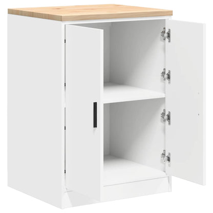 Garage Storage Cabinet White 60x51x85 cm Solid Wood Pine