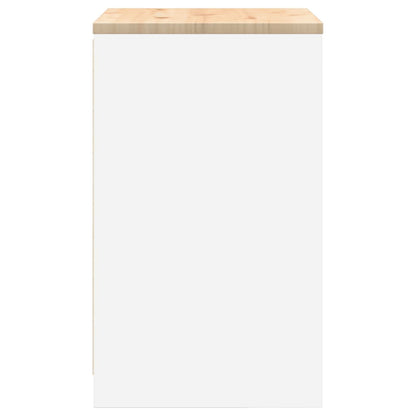Garage Storage Cabinet White 60x51x85 cm Solid Wood Pine