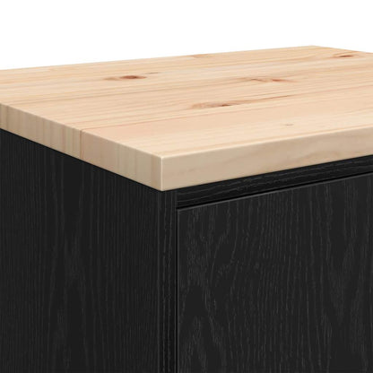 Garage Storage Cabinet Black 60x51x85 cm Solid Wood Pine