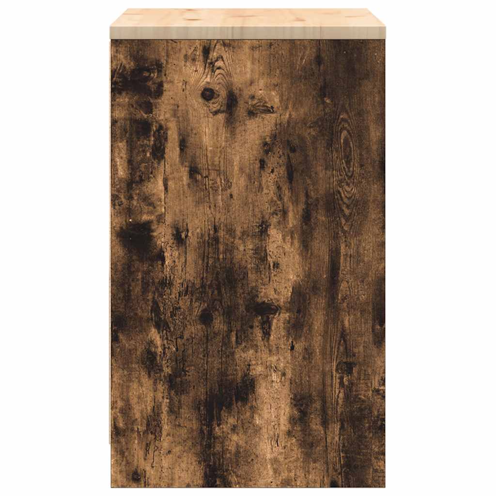 Garage Storage Cabinet Smoked Oak 60x51x85 cm Solid Wood Pine