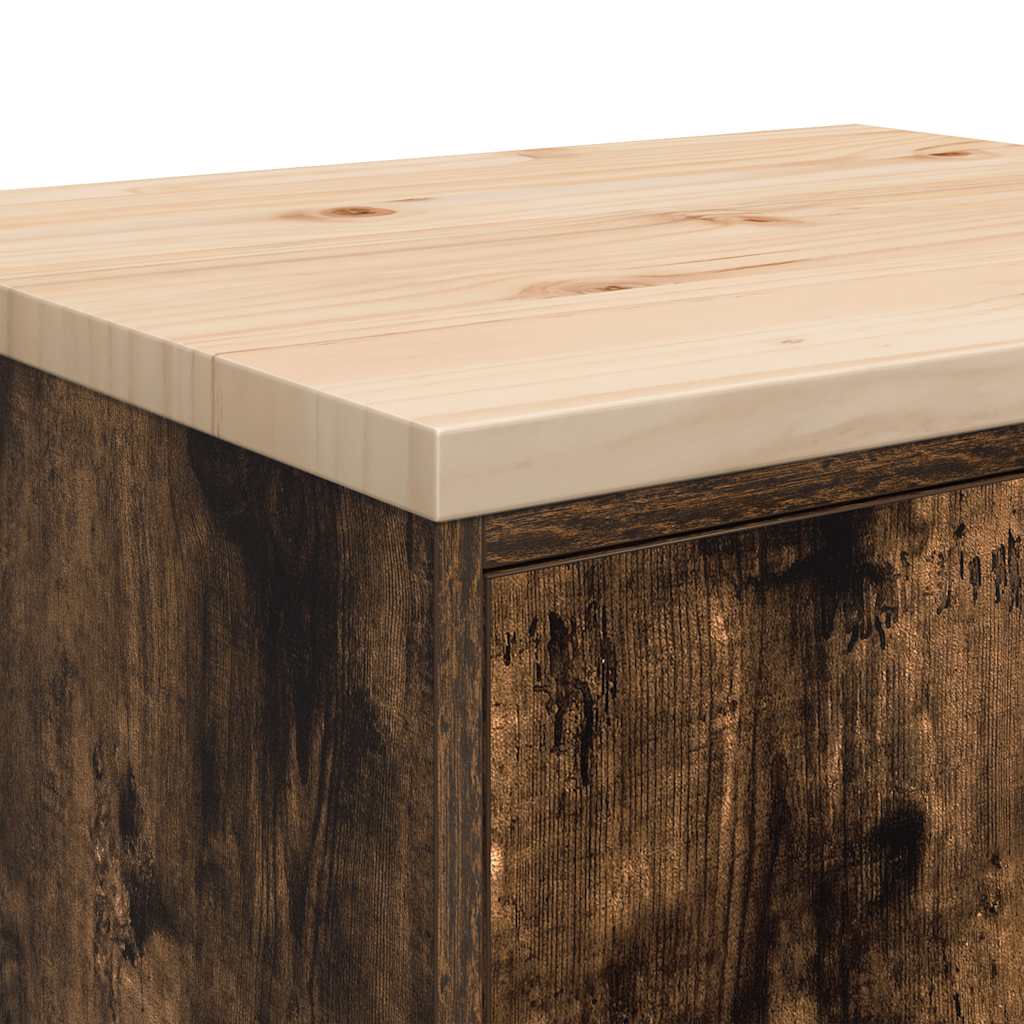 Garage Storage Cabinet Smoked Oak 60x51x85 cm Solid Wood Pine